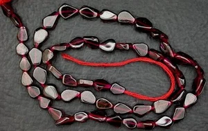 6x4 to 7x5 Primitive Cut Flat Pear Natural Garnet Gem Bead 13 Inch Strand - Picture 1 of 1