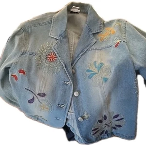 Clio  Embroidered Denim Jean Jacket Size 8 in Wonderful condition - Picture 1 of 9