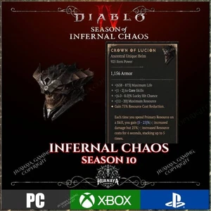 💥Diablo 4💥 SORCERESS💥 ENDGAME 💥SEASON 10 Infernal Chaos💥Crown of Lucion - Picture 1 of 1
