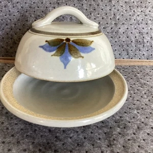 Signed Art Pottery Cheese Butter Dish Dome Lid Cover Neutral Earth Tone - Picture 1 of 7