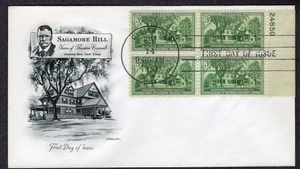 1953 Sagamore Hill (Scott 1023) - Artcraft Plate Block FDC TD706 - Picture 1 of 1