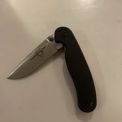 Ontario Rat 2 Folding Knife Satin Finish AUS-8 Steel Black Nylon Handle EUC - Image 1 of 4