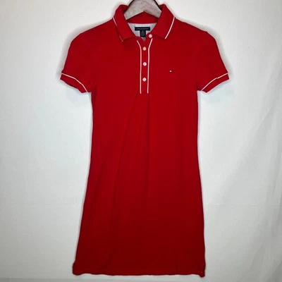 Tommy Hilfiger Women’s XS Red Polo Dress Short Sleeve Stretch Logo - Image 1 of 4