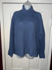 NUEVO SUÉTER 360 CACHEMIR MUJER AZUL JASPEADO CUELLO TORTUGA TALLA L - Imagen 1 de 8