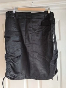 Red Herring black cargo skirt drawstring sides pockets knee length size 16 bnwt - Picture 1 of 5