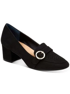 GIANI BERNINI Womens Black Inndee Round Toe Slip On Leather Heeled Loafers 9.5 M - Picture 1 of 8