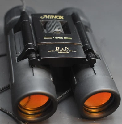 Minox 10x25 Compact Binoculars D&N Optics w/ Case & Manual Clear Optics - Image 1 of 4