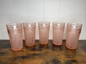 (5) Vtg Hocking Miss America Pink 5-3/4” 14 Ounce Tumbler 1935-1938 VHTF - Picture 1 of 6