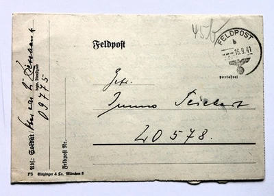 Feldpostbrief m. Inh. 1941 le. Flak Abt. 84 mot. Smolensk an Inf. Rgt. 316 Frank - Bild 1 von 2