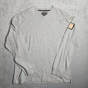 Camisa Pullover Vintage Abercrombie & Fitch Para Hombres Grande Gris Cuello en V Parche Brazo Y2K - Imagen 1 de 8