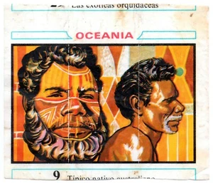 TIPICO NATIVO AUSTRALIANO #9 CROMO OCEANIA 1968 DUNKIN  RECUPERADO DE ALBUM - Picture 1 of 2