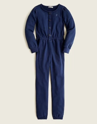 NUEVO CON ETIQUETAS J.Crew Crewcuts $75 Mono de felpa francesa para niñas, azul marino, talla 12 Foto 1 de 3