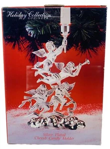 HOLIDAY Cherub Candle Holder Silver Plated Christmas Decoration NEW in Box - Picture 1 of 3