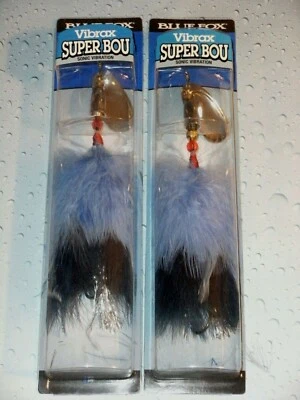 2 Blue Fox Vibrax Super Bou Inline Musky Pike Spinner Lures ~ 13/16 oz.