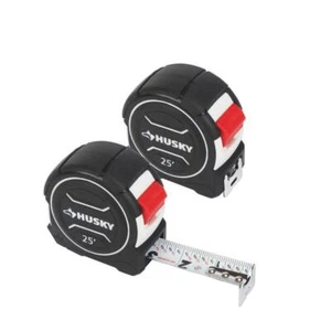 Husky Tape Measure 25FT Measuring Tool Lockable Durable Rubber Grip Nylon 2-Pack - Picture 1 of 9