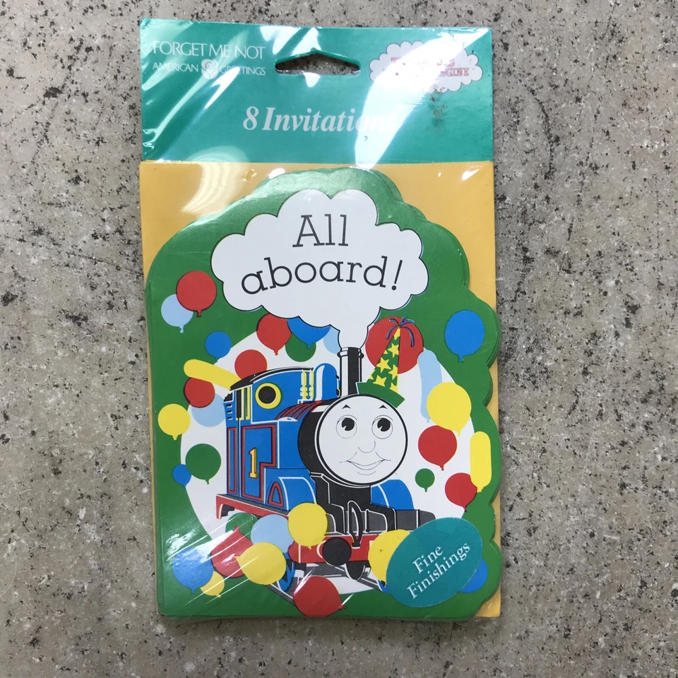 Convites de festa vintage de aniversário (8) American Greetings Thomas the Train 1991 - Imagem 1 de 4
