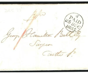GB Cover CHRISTMAS DAY POSTED Edinburgh 1835 Penny Post 1d PREPAID Scotland L120 - Picture 1 of 5