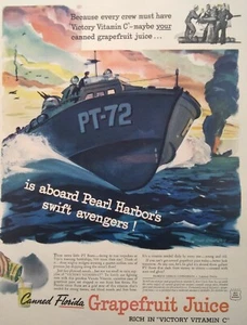 Florida Grapefruit Print Ad Original Rare Vtg 1940s WW2 PT Boat A&P Wilkenloh OH - Picture 1 of 11