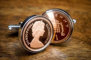 Penny Coin Cufflinks Choice of Birthday year 1971 to 2008 - Picture 1 of 1