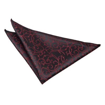 Black Burgundy Pocket Square Handkerchief Woven Swirl Formal Accessory by DQT