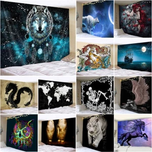 Large Natural Animals Tapestry Wolf Wall Hanging Bedspread Backdrop Bedroom Gift - Picture 1 of 17