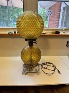 Lámpara de bola de vidrio vintage ámbar Hobnail huracán Lo que el viento se llevó - Imagen 1 de 19