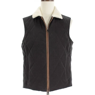 Chaleco Acolchado Luciano Barbera Nuevo con Etiquetas Cremallera Completa Talla 50 (US M) en Negro 100% Algodón Foto 1 de 4