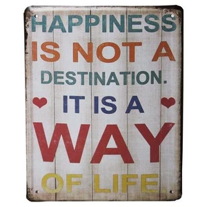 Letrero de hojalata Happiness is not a Destination - retro estilo vintage - Imagen 1 de 1
