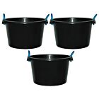 (Set of 3) 70L Black Heavy Duty Plaster Mixing Cement Muck Water Tub Bucket