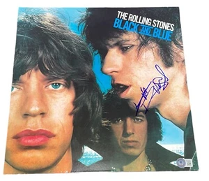 Álbum de vinilo LP BAS firmado por Keith Richards automático The Rolling Stones negro y azul - Imagen 1 de 3