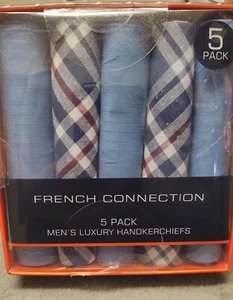 French Connection Men's 5 Pack Luxury Handkerchiefs Dressy Business Work Attire  - Picture 1 of 3