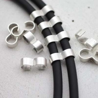 10 Metallklemmen Schiebeperlen f. Leder, Bänder, Messing, DIY Zubehör zm766 - Bild 1 von 4