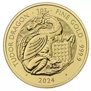 U.K. 2024. £100 1-oz Gold Tudor Beast Dragon GEM BU - Picture 1 of 3