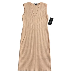 Marciano Los Angeles Dress Womens Small Orange Peach Bodycon Sweater Knit V Neck - Picture 1 of 12