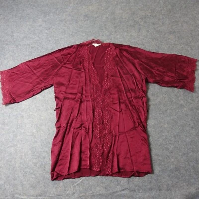 VINTAGE Bata Nordstrom Mujer Mediana Roja Seda Abierta Elegante Chemise Lencería Dormir Foto 1 de 4