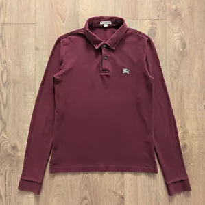 Polo Burberry Brit manga larga para hombre XS borgoña 100 % algodón marca de lujo - Imagen 1 de 24
