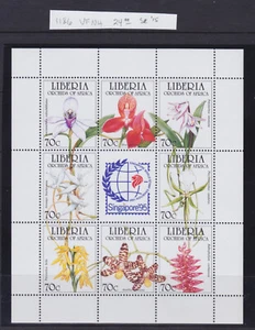 1995 LIBERIA AFRICAN ORCHIDS OTTONIANA ,CAUDATUS SHEET MNH SCT.1186 MI.1631-38 - Bild 1 von 1