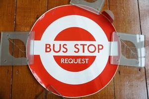 1970s Bus Stop  Request Lolly Sticker Transfer London Transport - Red - Picture 1 of 3