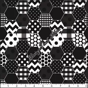 RILEY BLAKE "HEXI" #C770-110 SCHWARZER BAUMWOLLSTOFF PREIS @ 1/2 YD - Bild 1 von 1
