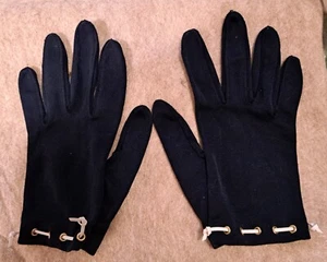 Vintage Short Dark Navy Blue Wrist Length Gloves Hansen Size 5 - Picture 1 of 2