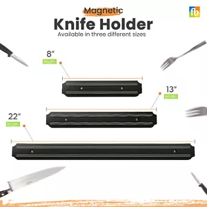 Wall Mounted Magnetic Knife Holder Kitchen Utensils Rack Storage Strip Mount Bar - Picture 1 of 12