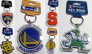 NCAA NHL NBA MLB MLS Sports Logo Acrylic Leather Key Rings - Picture 1 of 78