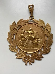 Ancienne grande rare médaille bronze doré congres gastronomique de Lyon 1885  - Picture 1 of 9