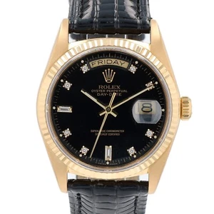 ROLEX DAY-DATE HERREN UHR 18K MASSIV GELBGOLD FABRIK SCHWARZES DIAMANT ZIFFERBLATT 36MM - Bild 1 von 9