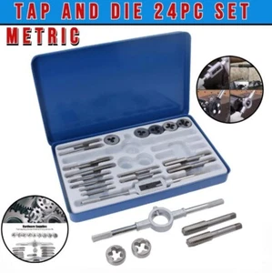 UNF UNC Metric SAE Tap And Die Set 1/8" - 1/2" Coarse + Fine 24pc Set - Picture 1 of 18
