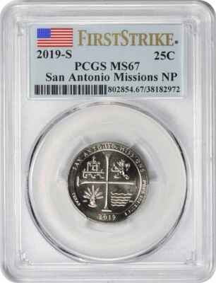 2019-S San Antonio Missions National Park Quarter MS67 First Strike PCGS - Image 1 of 2