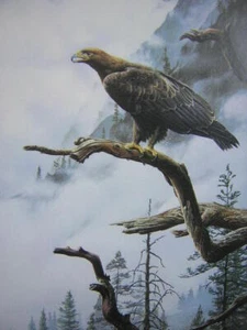Impresión artística Alan Hunt Sentry of Yellowstone Golden Eagle edición limitada años 80 nueva - Imagen 1 de 1