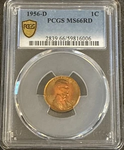 1956-D 1C Lincoln Wheat Cent PCGS MS66RD Comes With True View - Picture 1 of 9