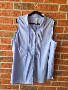 Catherine’s Size 2X 22/24 Periwinkle Blue Sleeveless Button Up Shirt Blouse - Picture 1 of 4