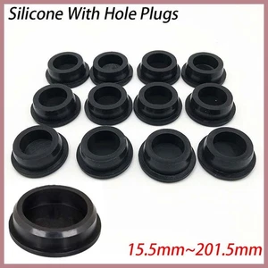 Round With Hole Silicone Seal Hole Plugs Blanking End Caps Black 15.5mm~201.5mm - Picture 1 of 12